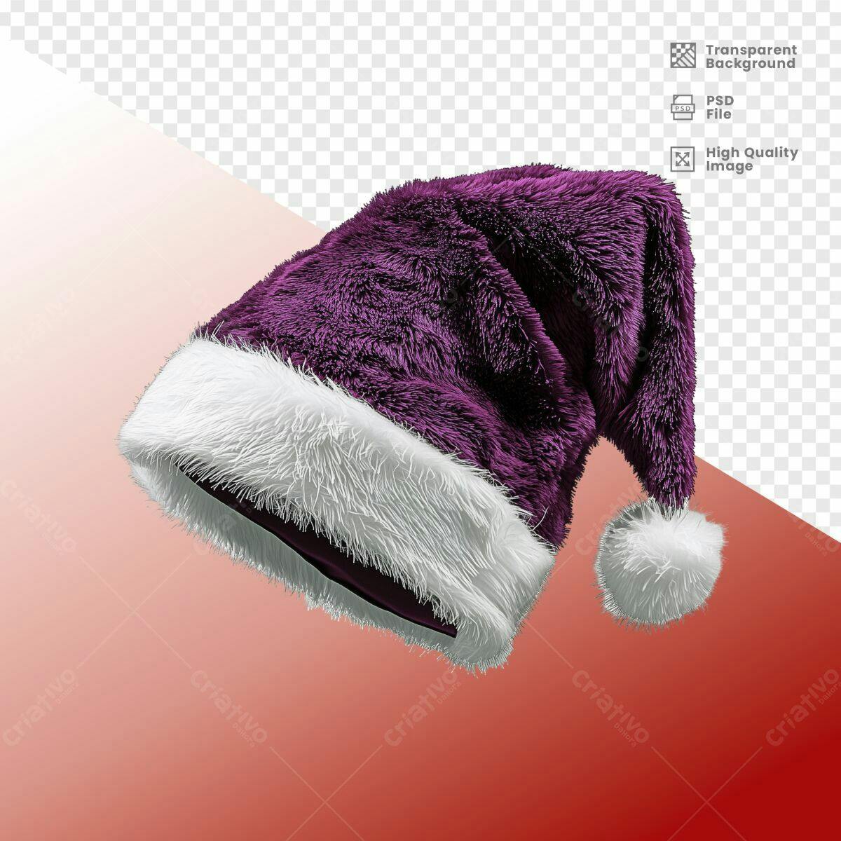 Chapéu Papai Noel Roxo PSD Editável