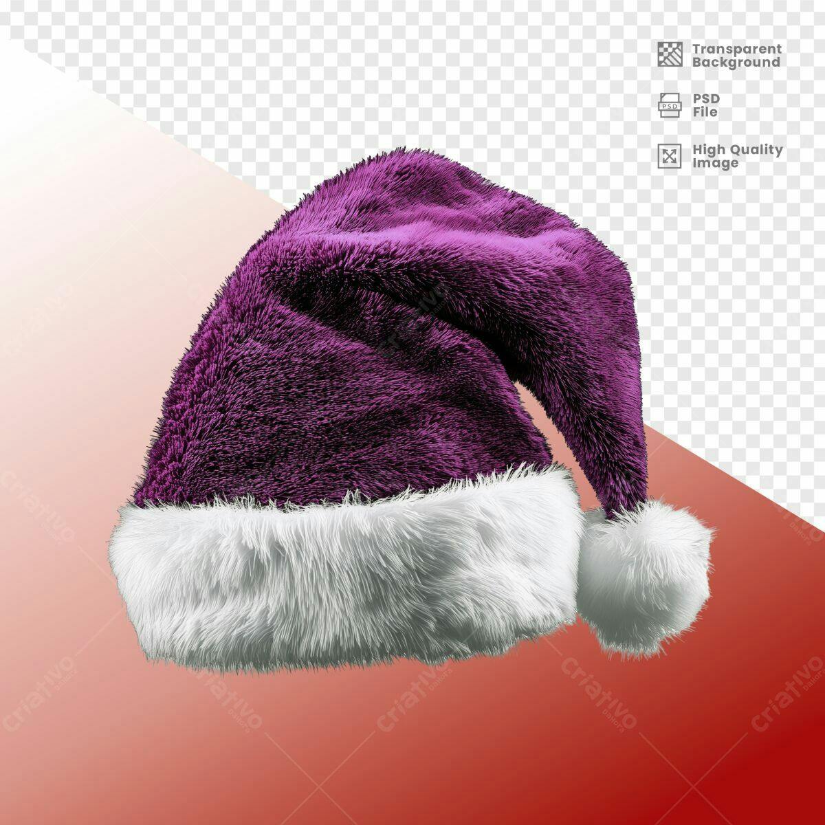 Chapéu Papai Noel Roxo PSD Editável
