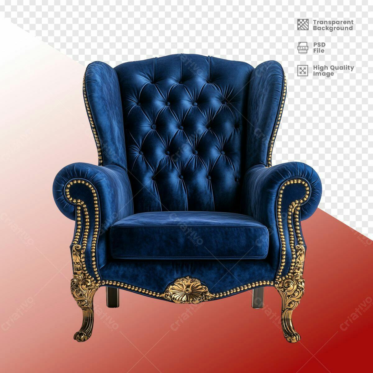 Poltrona Luxo Azul Royal PSD Editável