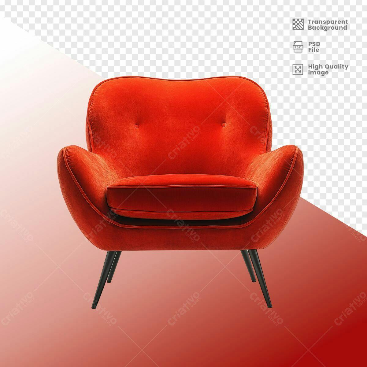 Poltrona Vermelha para Mockup de Decoração PSD Editável