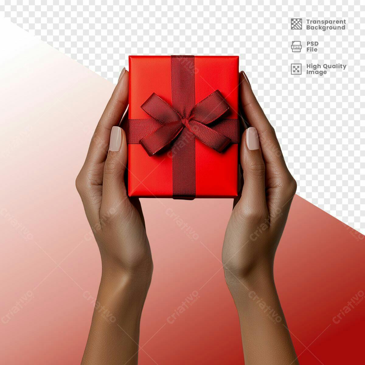 Mockup Caixa de Presente Vermelha PSD Editável