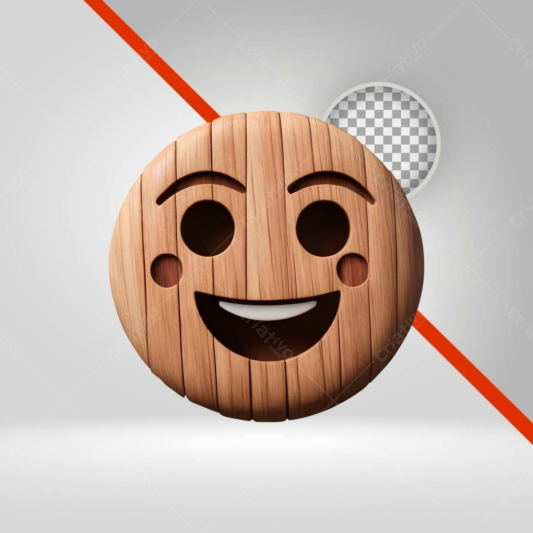Icone Emoji Madeira Sorrindo PNG com fundo transparente