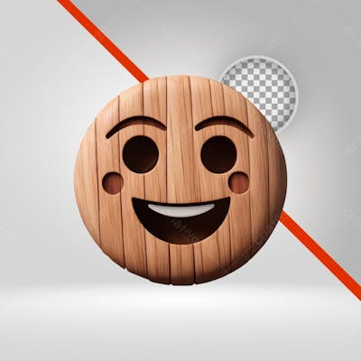 Emoji De Madeira 3D Elemento Png, Figurinhas, Emoticons