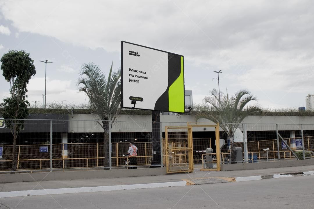 Mockup de Outdoor Moderno com Design em Preto, Verde-Limão e Branco