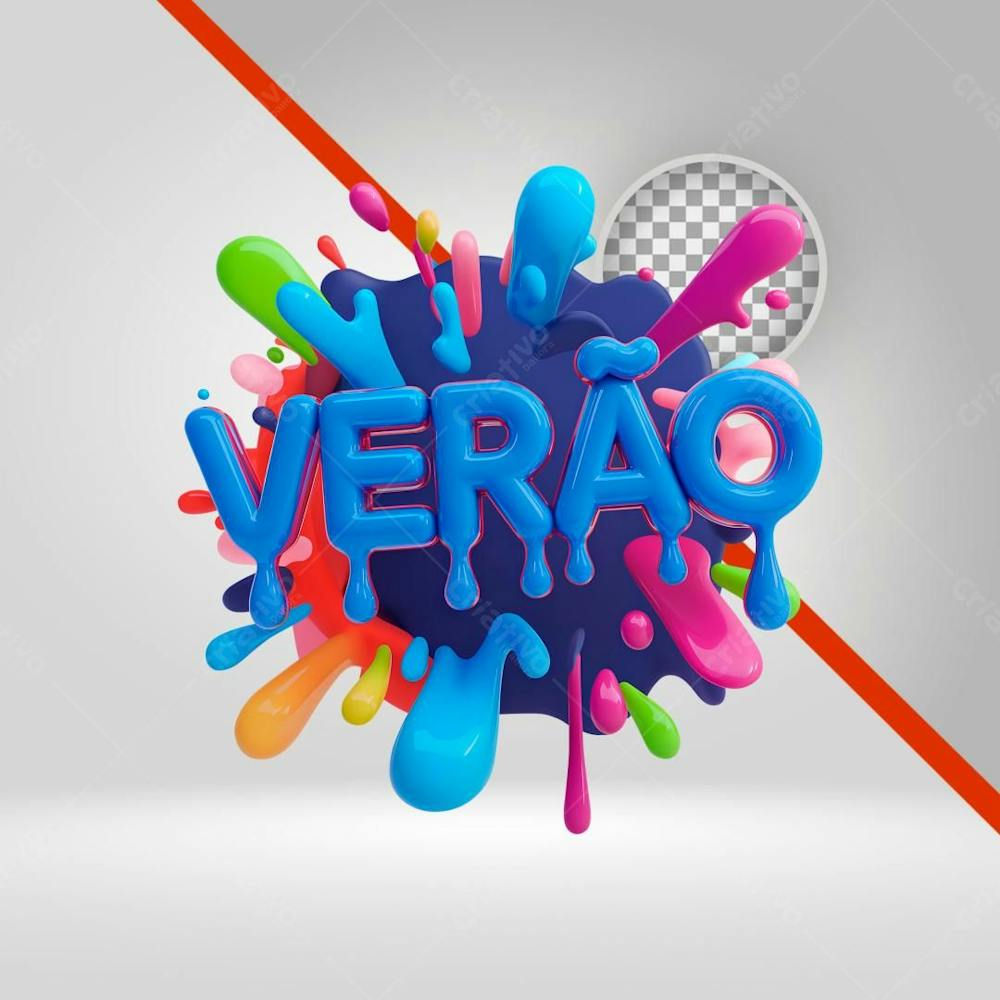 Texto 3D Verão, Letras Coloridas Elemento Png, Tinta