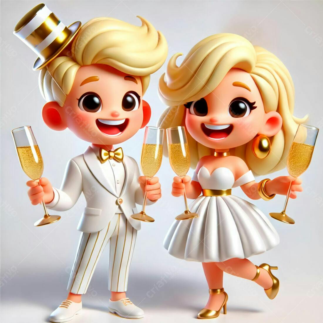 Casal animado brindando com champanhe