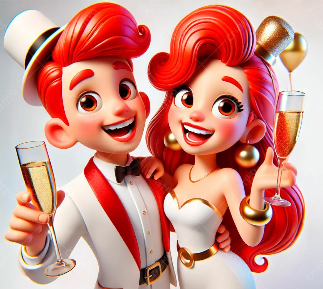 Casal animado brindando com champanhe