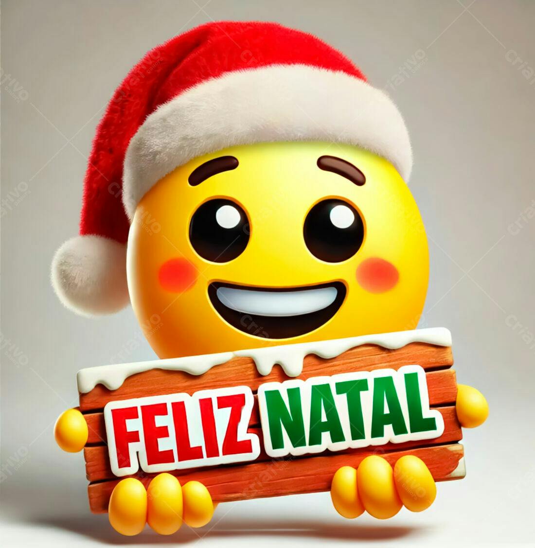 Emoji Natalino com placa Feliz Natal
