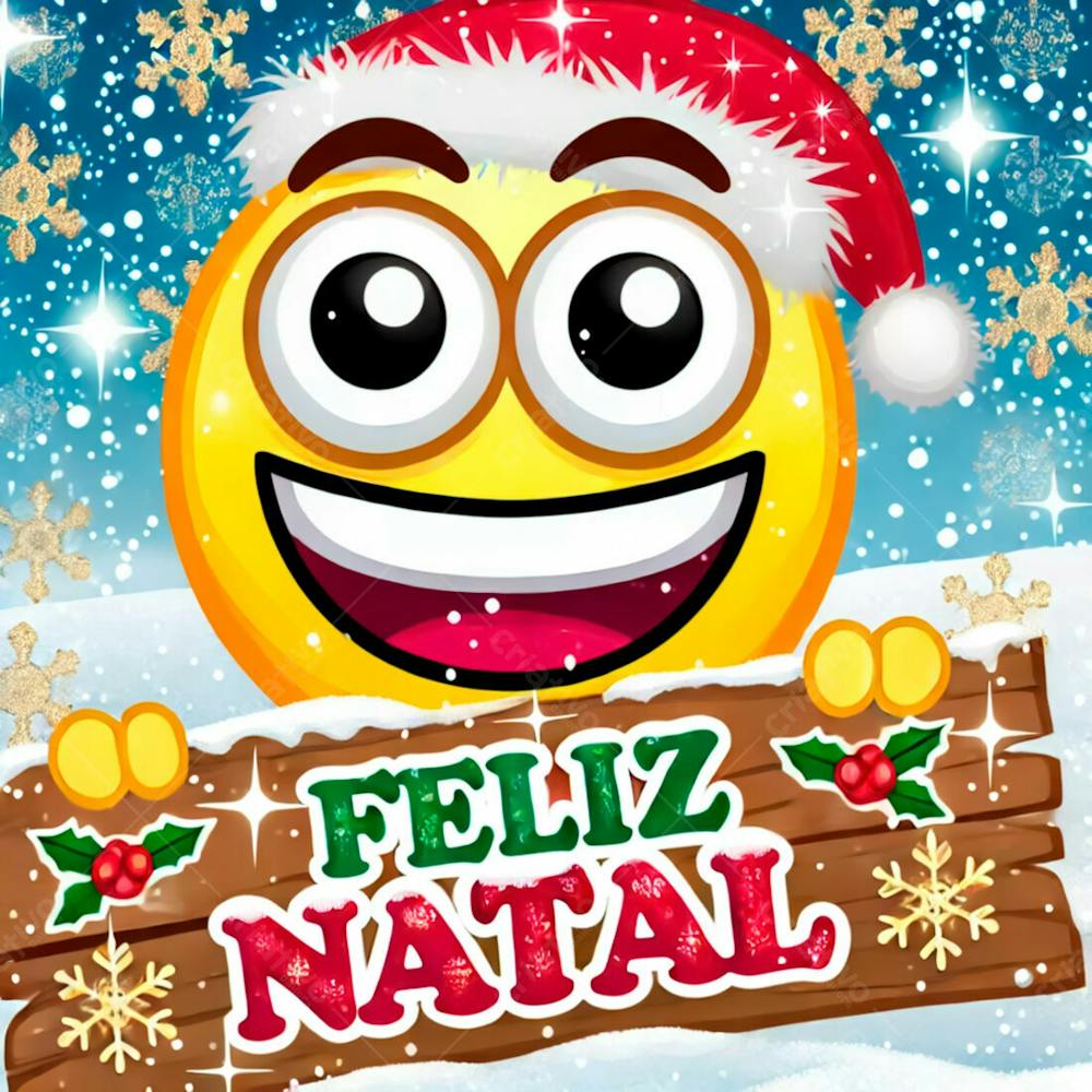 Emoji Feliz Usando Um Chapéu E Segurando Uma Placa De Feliz Natal