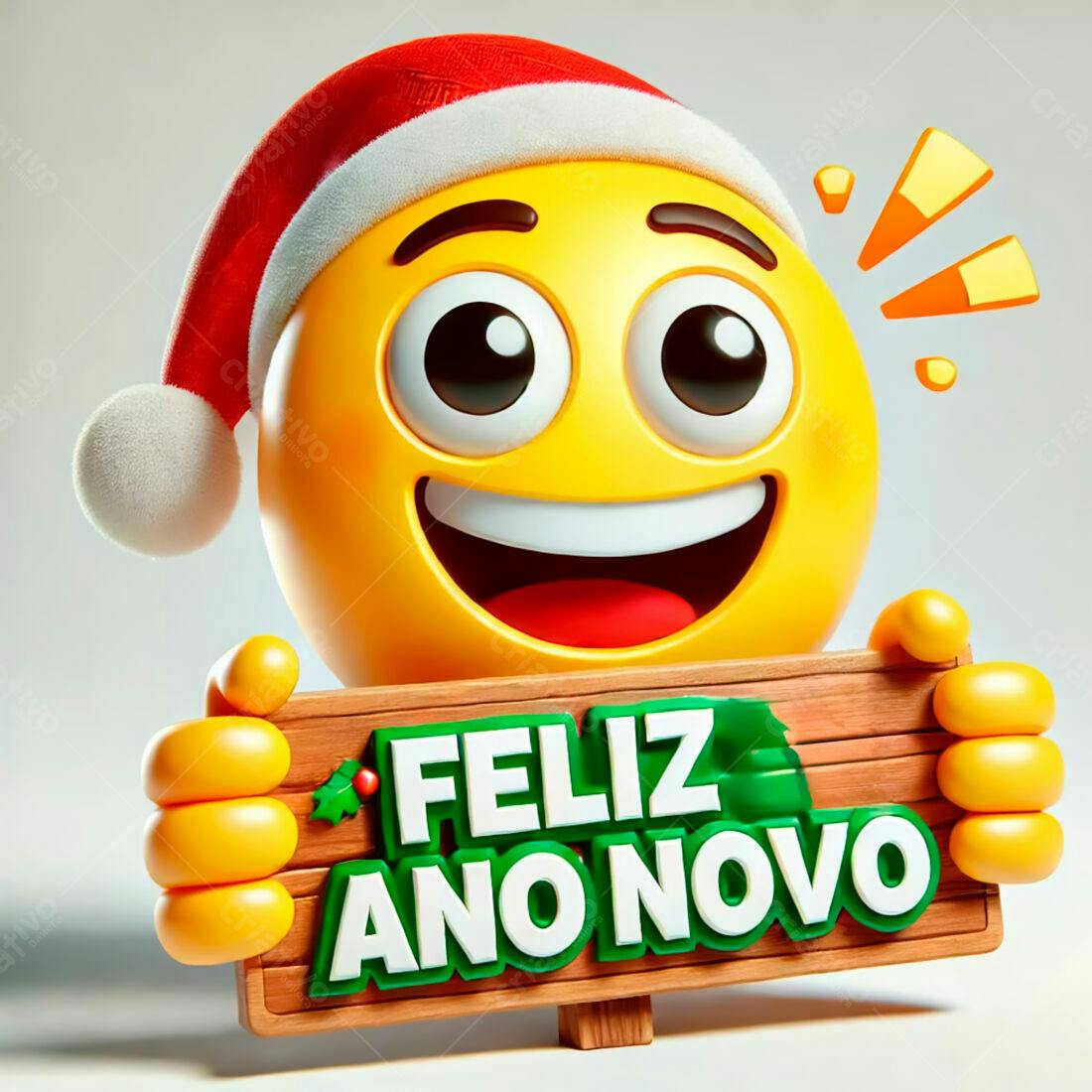 Emoji de Natal com mensagem Feliz Ano Novo