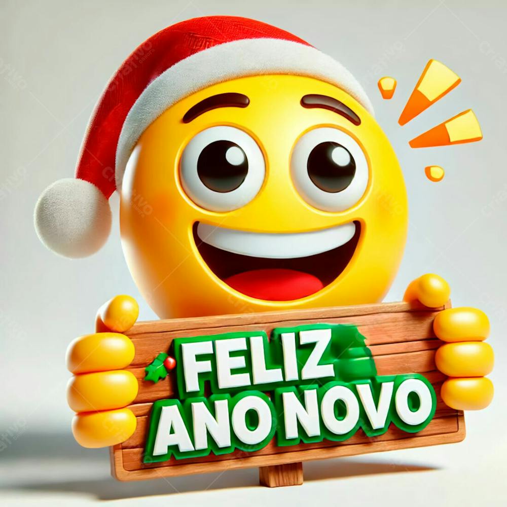 Emoji Feliz Segurando Uma Placa De Feliz Ano Novo