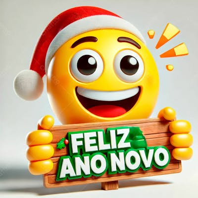 Emoji Feliz Segurando Uma Placa De Feliz Ano Novo