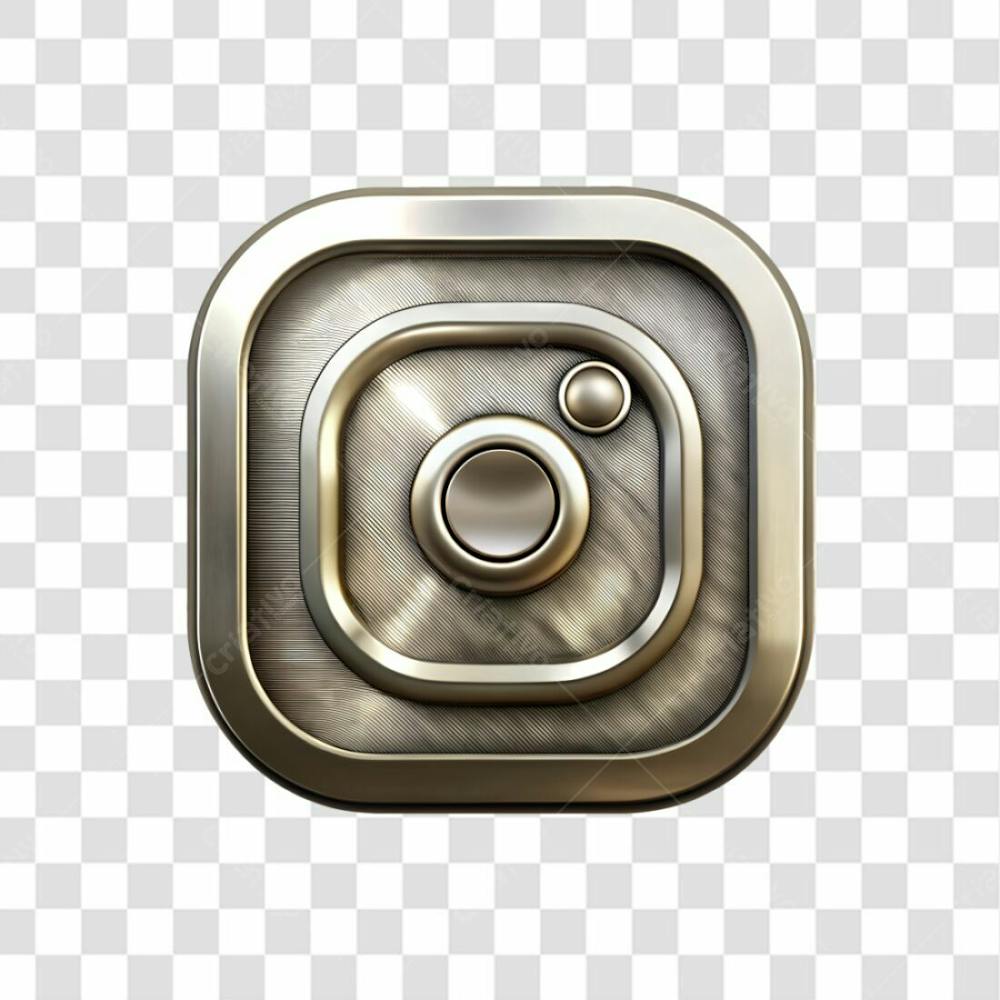 Ícone Metálico Em Aço Instagram Elemento 3D Png Ia