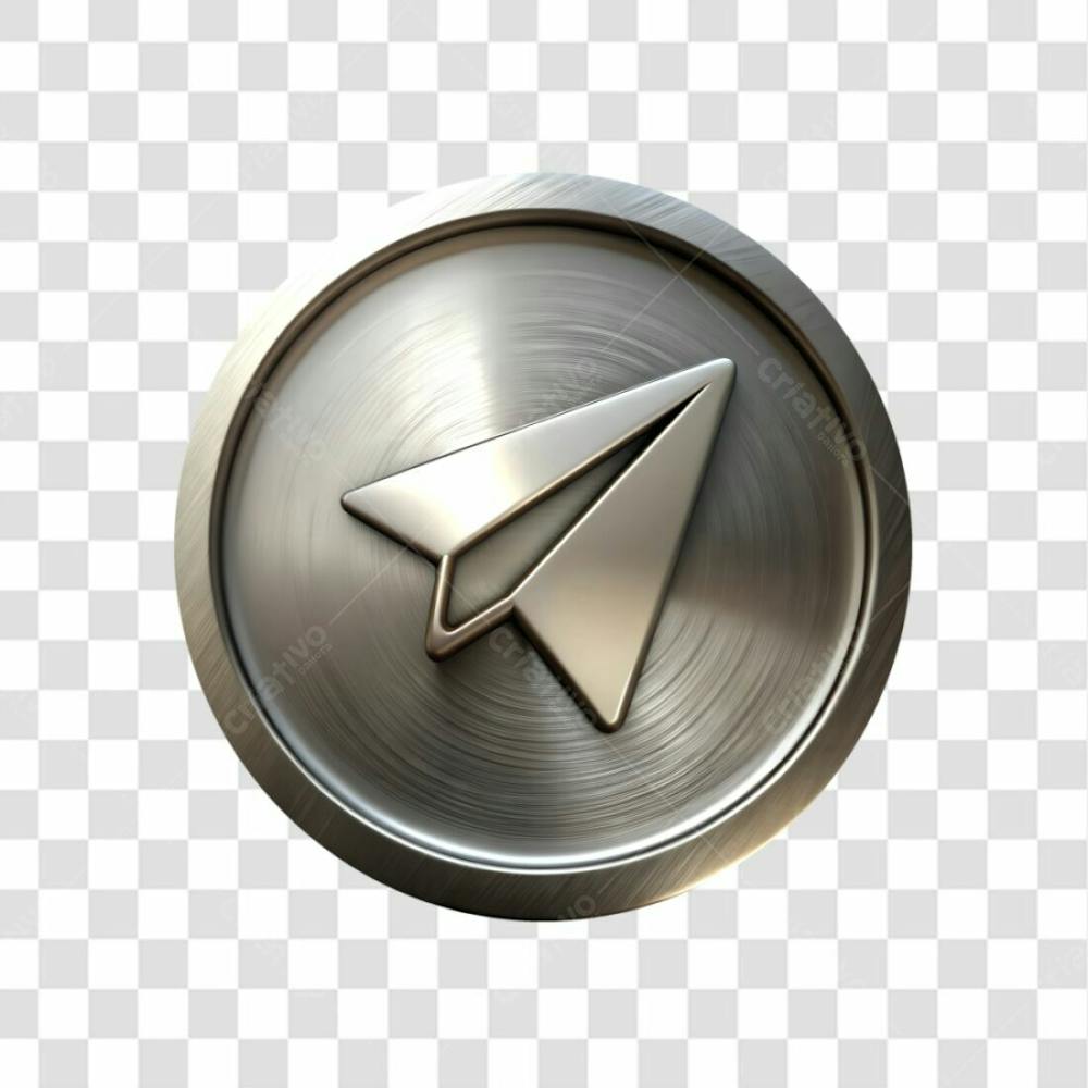 Ícone Metálico Em Aço Telegram Elemento 3D Png Ia