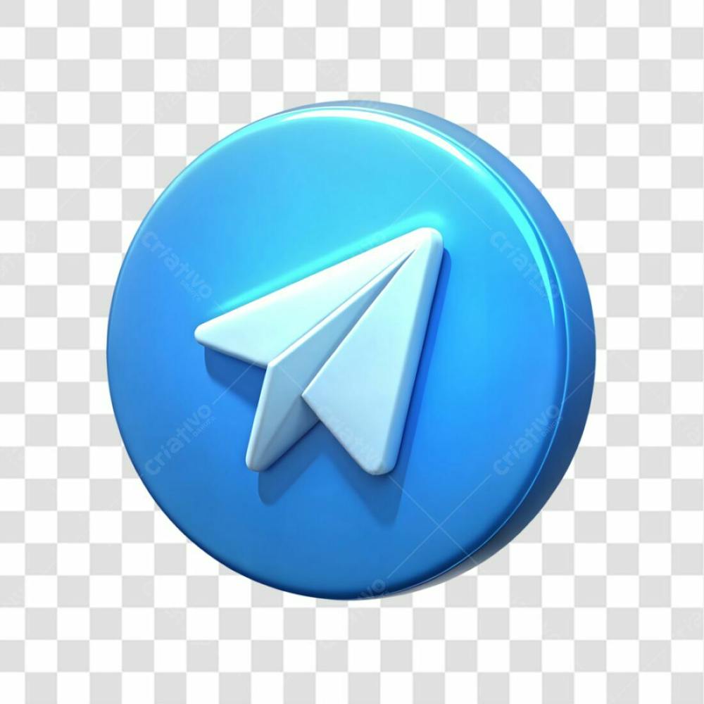 Ícone Plástico Telegram Elemento 3D Png Ia