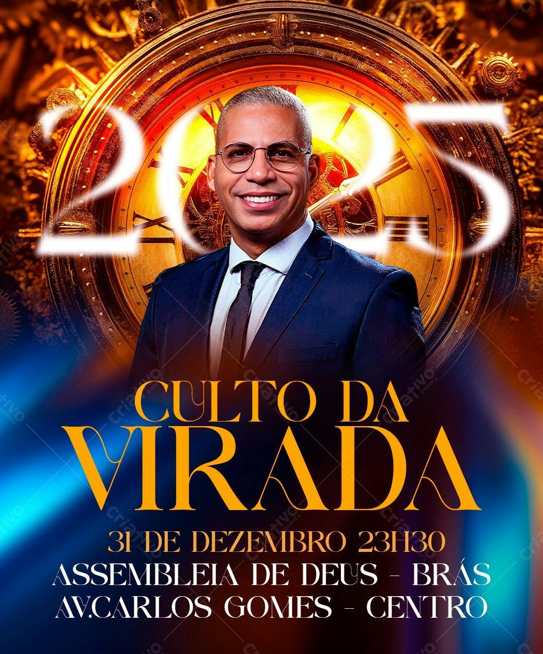 Flyer para Culto da Virada PSD Editável