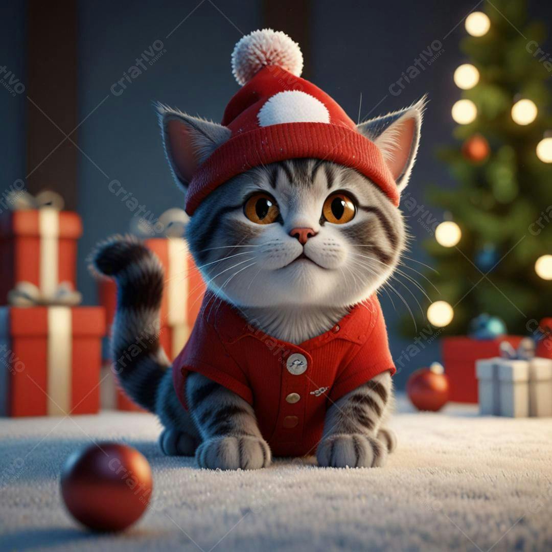 Imagem Natalina Gatinho PSD Editável