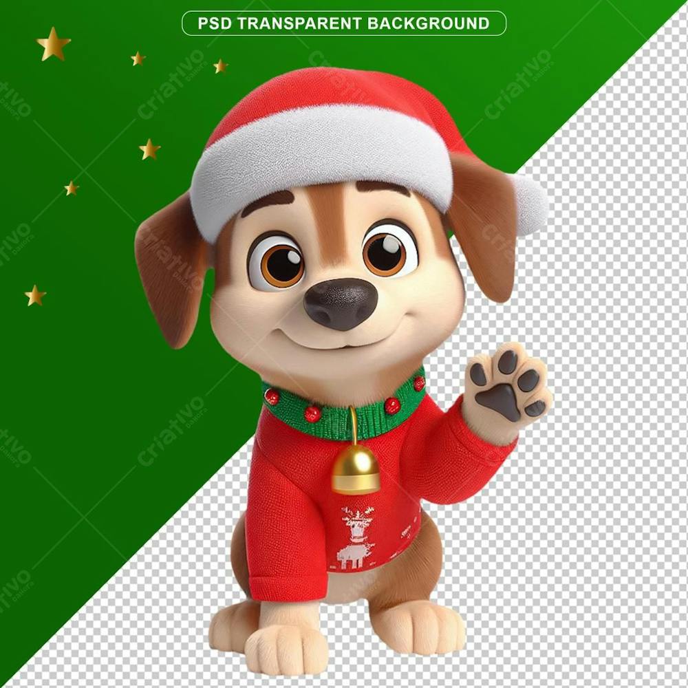 Elemento 3D Cachorro De Natal Png Transparente