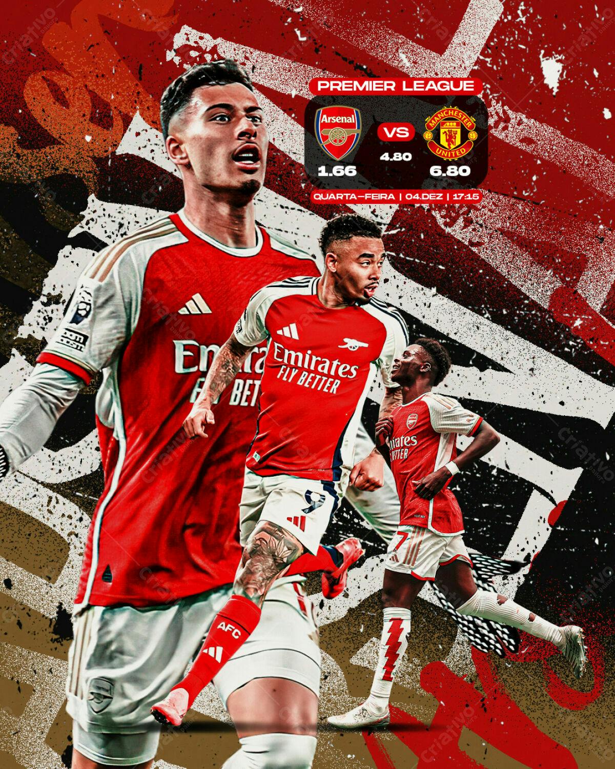 Flyer Arsenal x Manchester United PSD Editável