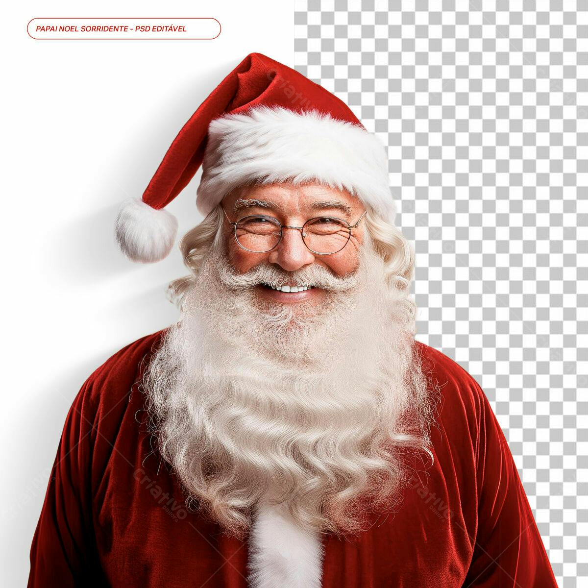 Imagem Papai Noel Sorrindo Natal PSD Editável