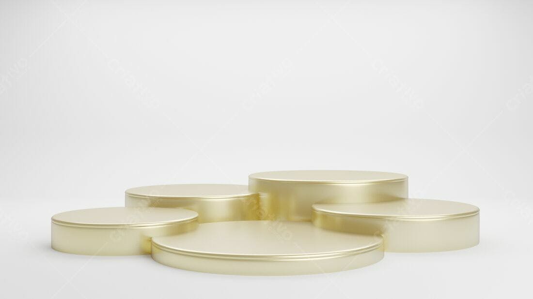 Pódio dourado minimalista fundo branco