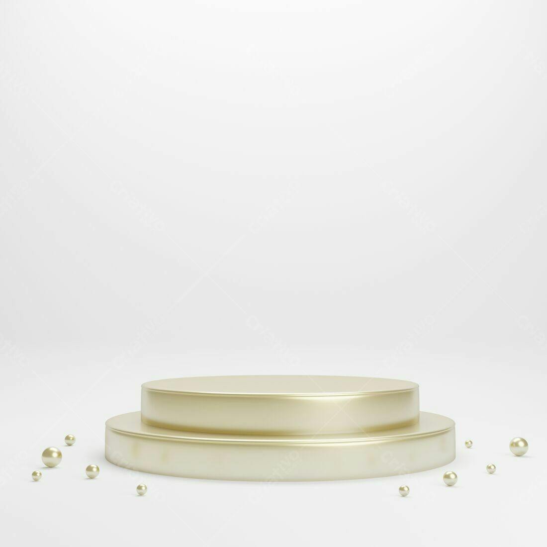 Pódio dourado com esferas minimalistas