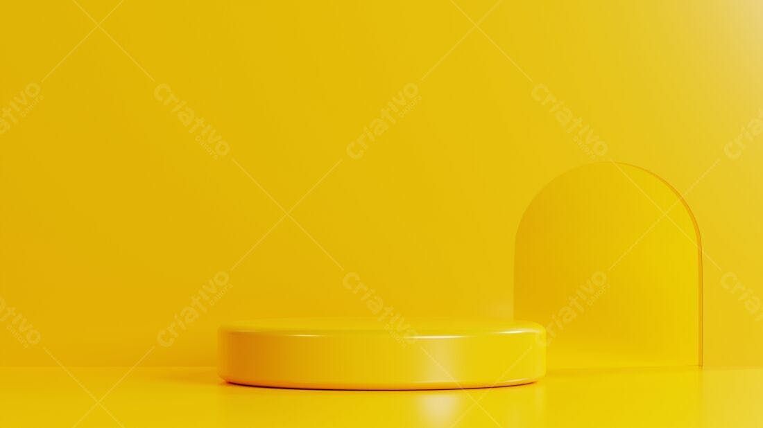 Plataforma amarela em cenário minimalista