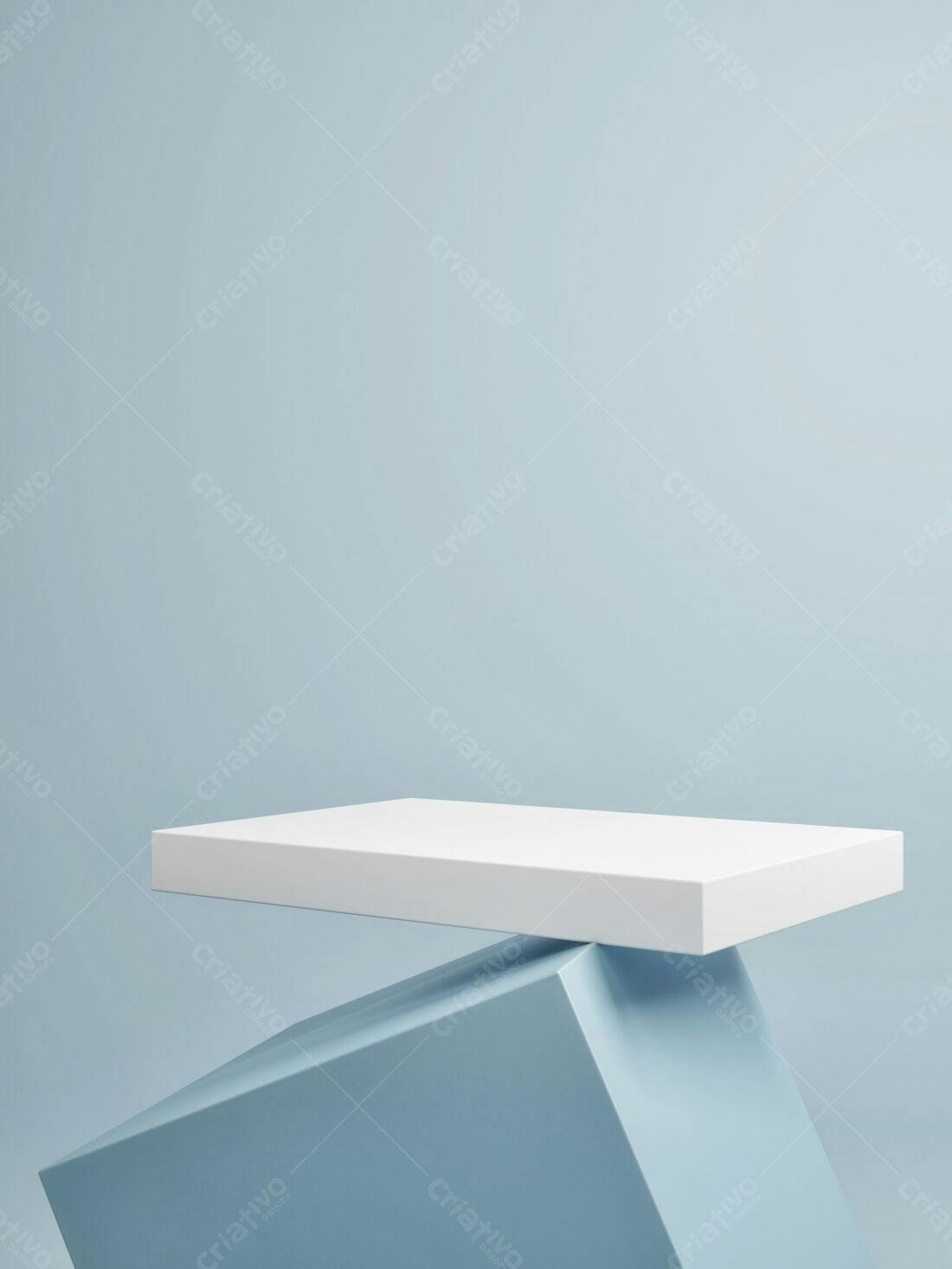 Plataforma geométrica azul e branca