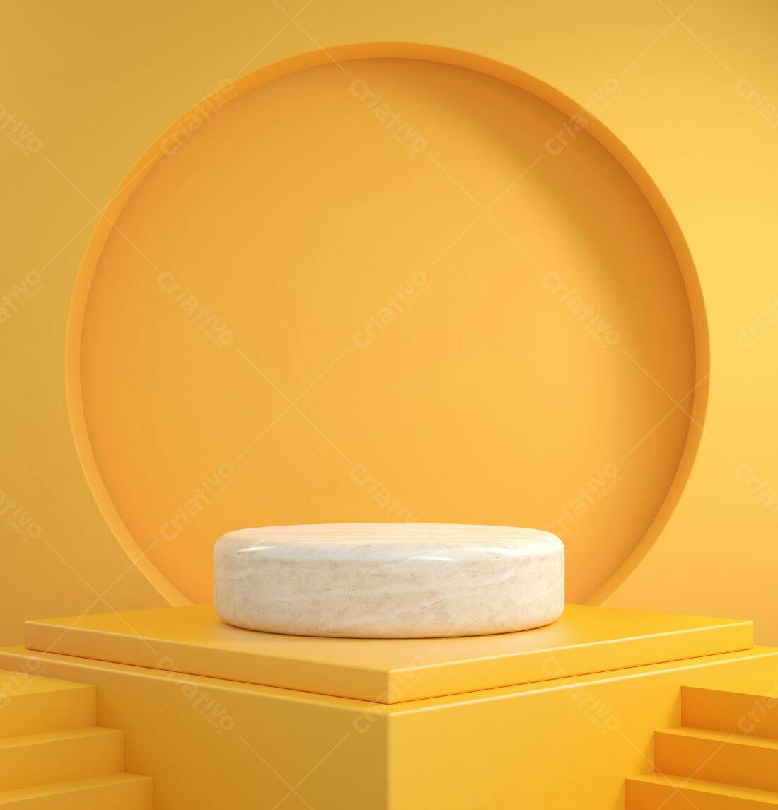 Pedestal de mármore em cenário amarelo