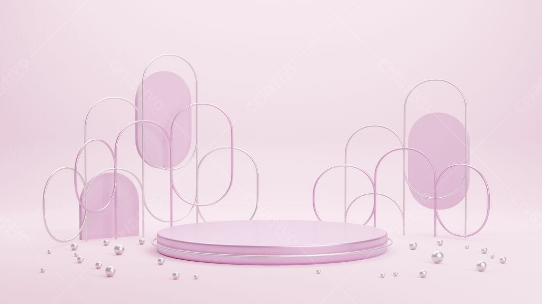 Plataforma Rosa com Decorações Minimalistas