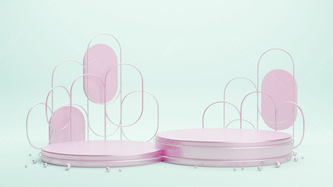 Plataforma Rosa com Decorações Minimalistas