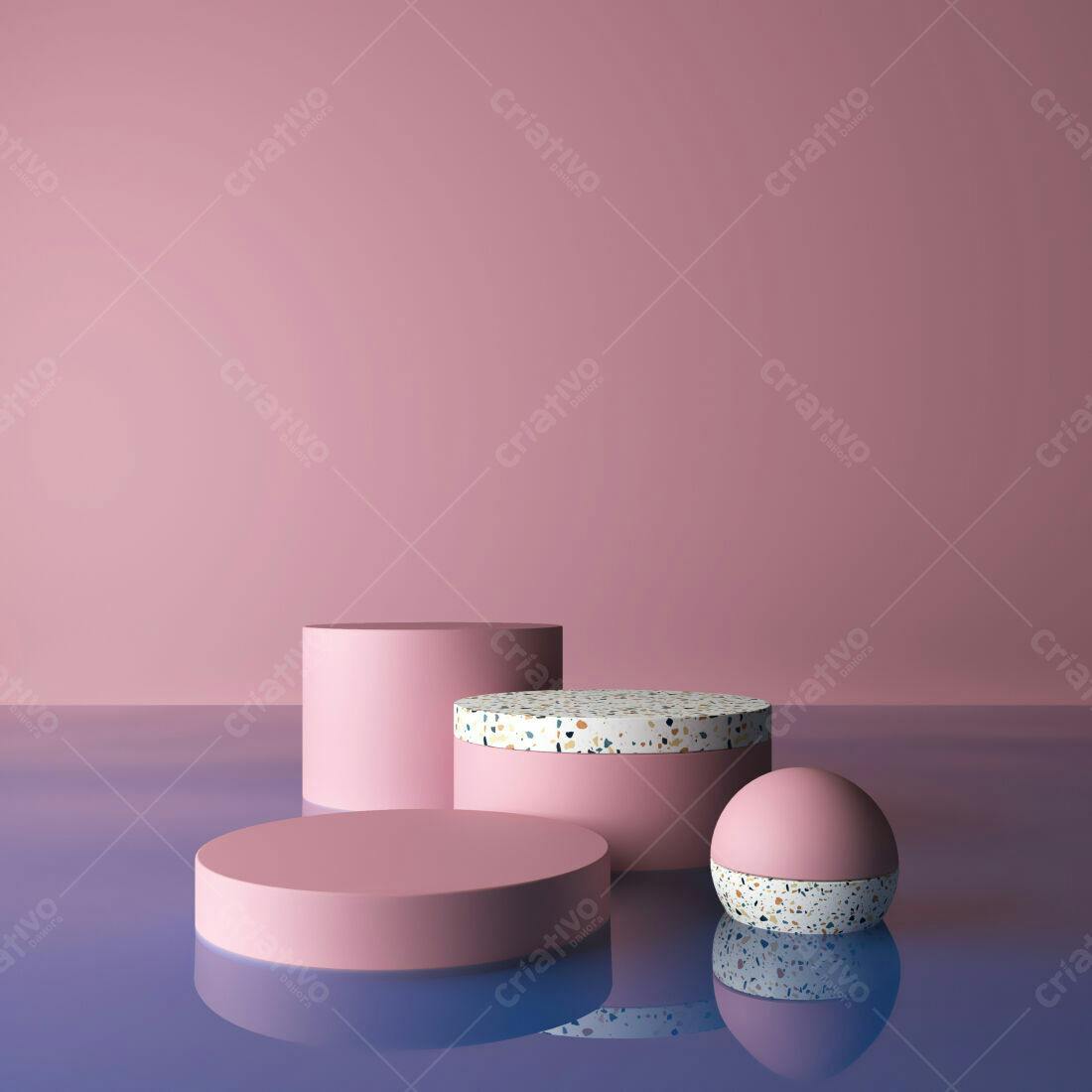 Plataforma Rosa com Pedras Texturizadas