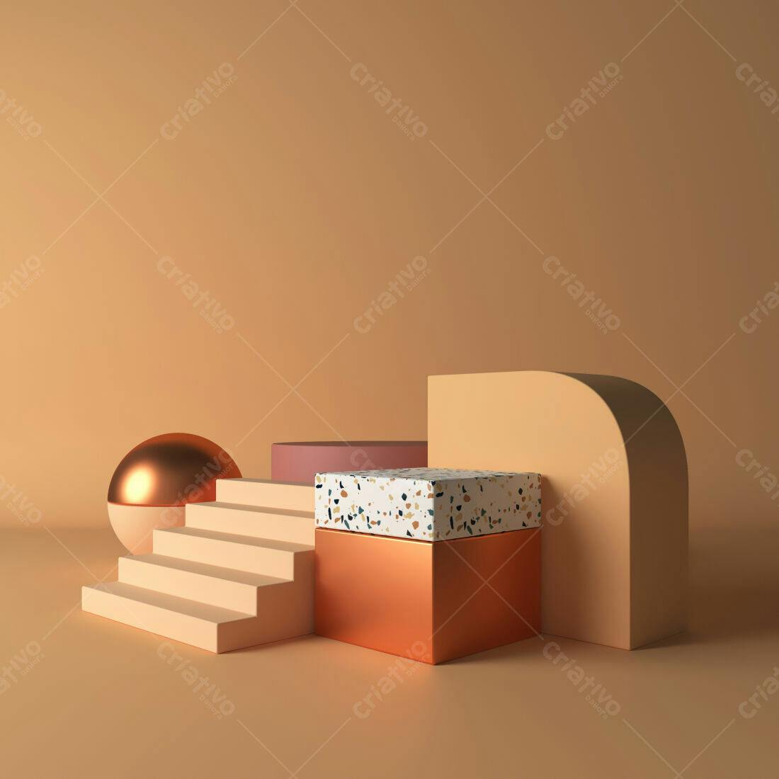 Composição geométrica abstrata tons terracota