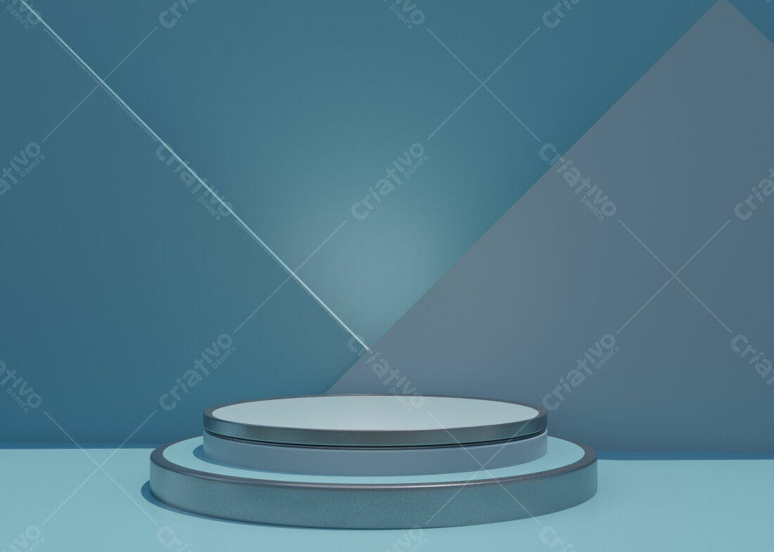 Plataforma circular em tons azuis