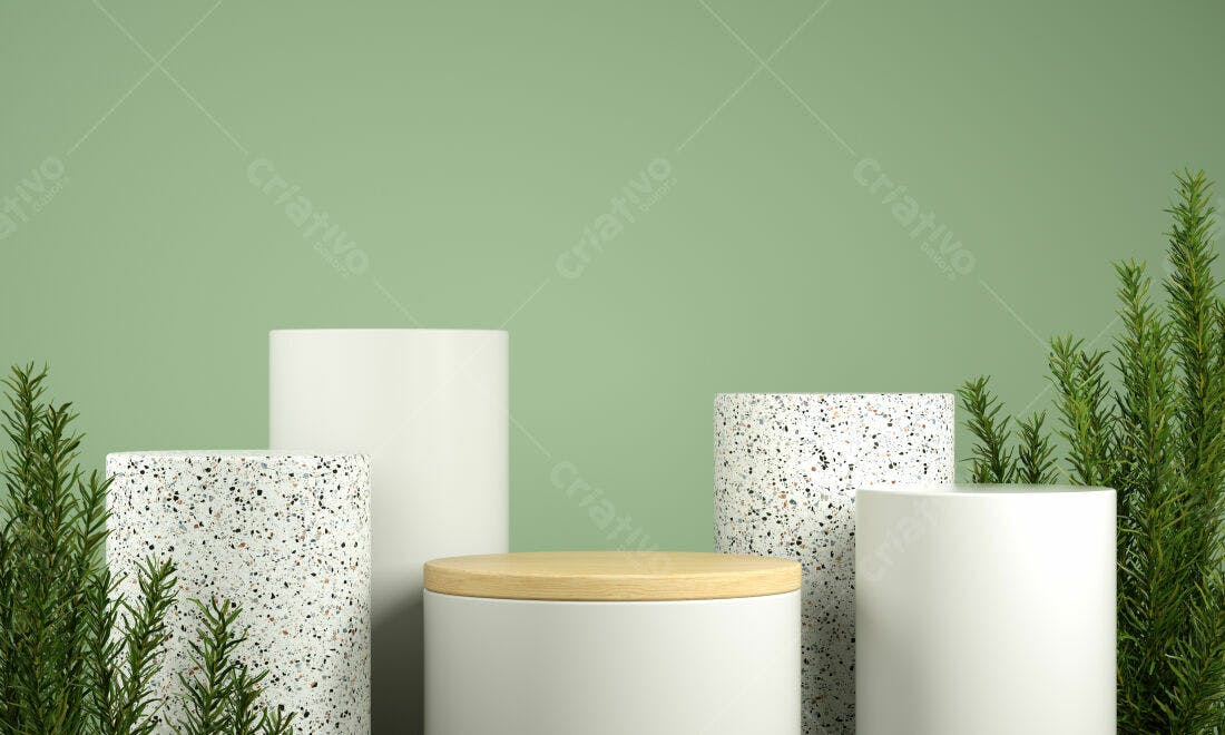Pódios minimalistas brancos e verde claro