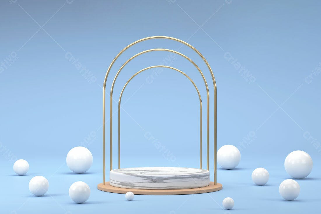 Plataforma de Mármore com Arco Dourado
