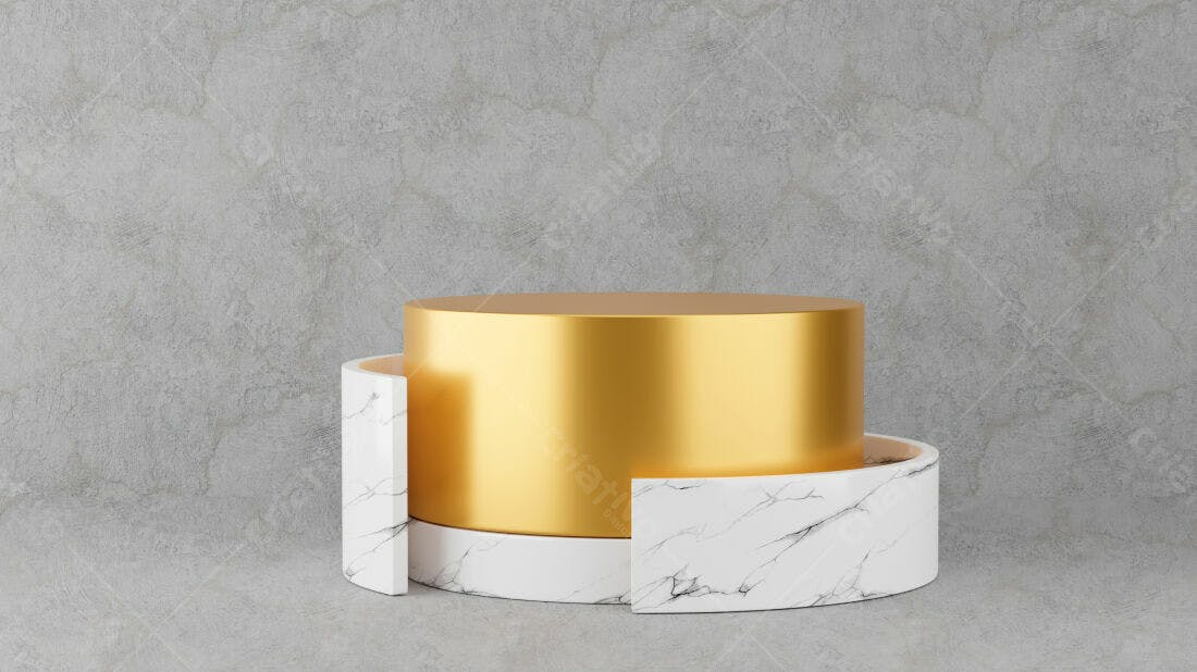Podium dourado e mármore branco