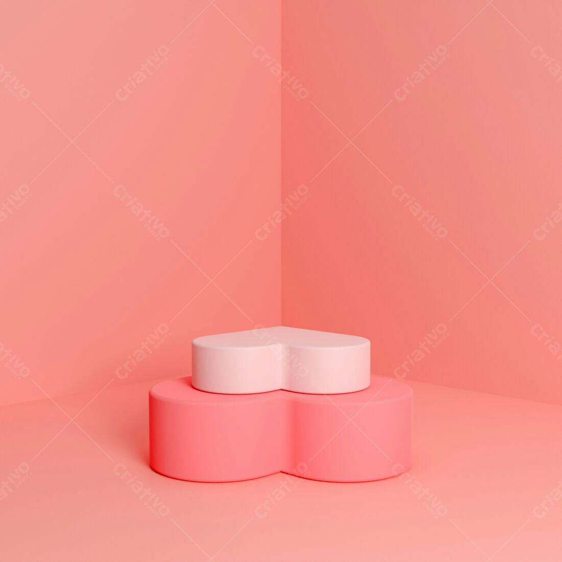 Dois corações em tons rosa pastel