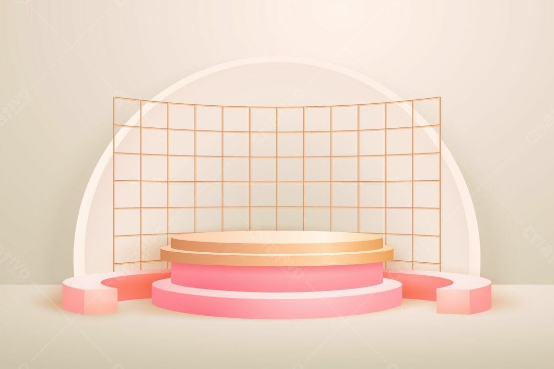 Palco Rosa e Dourado para Produtos