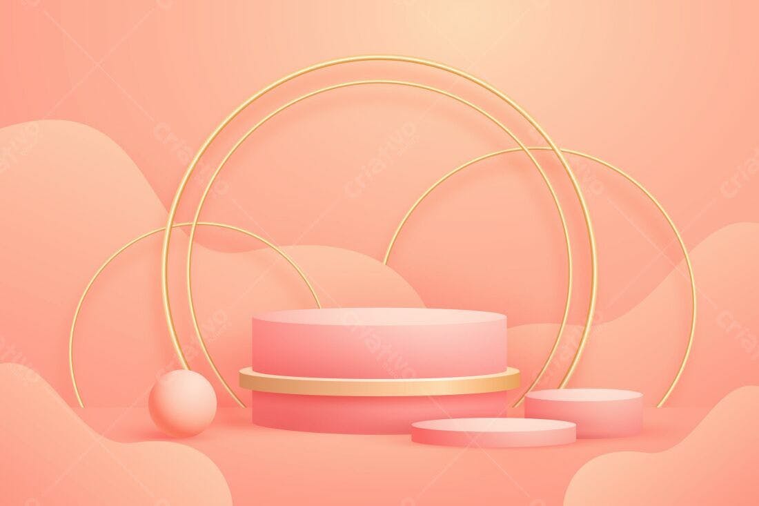 Plataforma Rosa com Aros Dourados