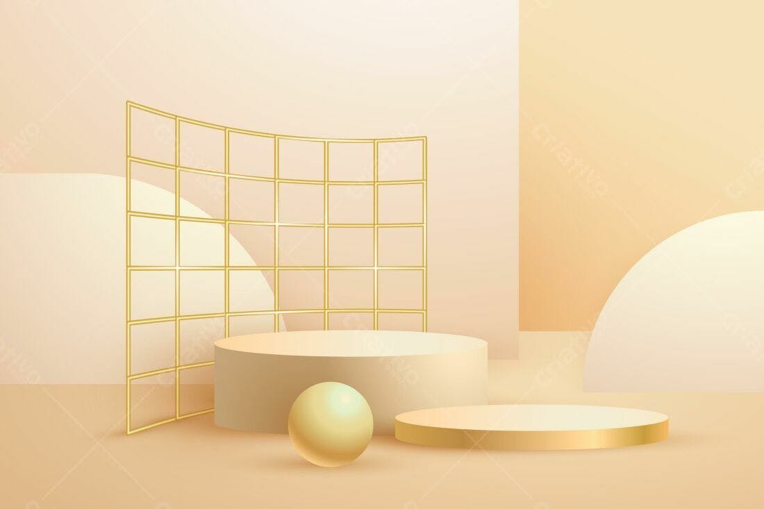 Palco minimalista tons pastel dourado