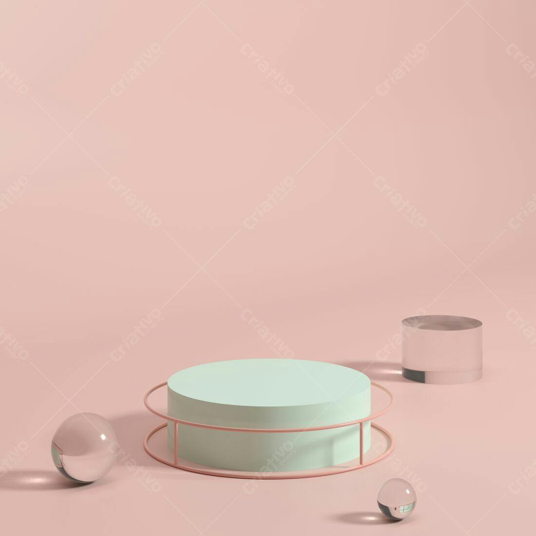 Plataforma de exibição em tons pastel