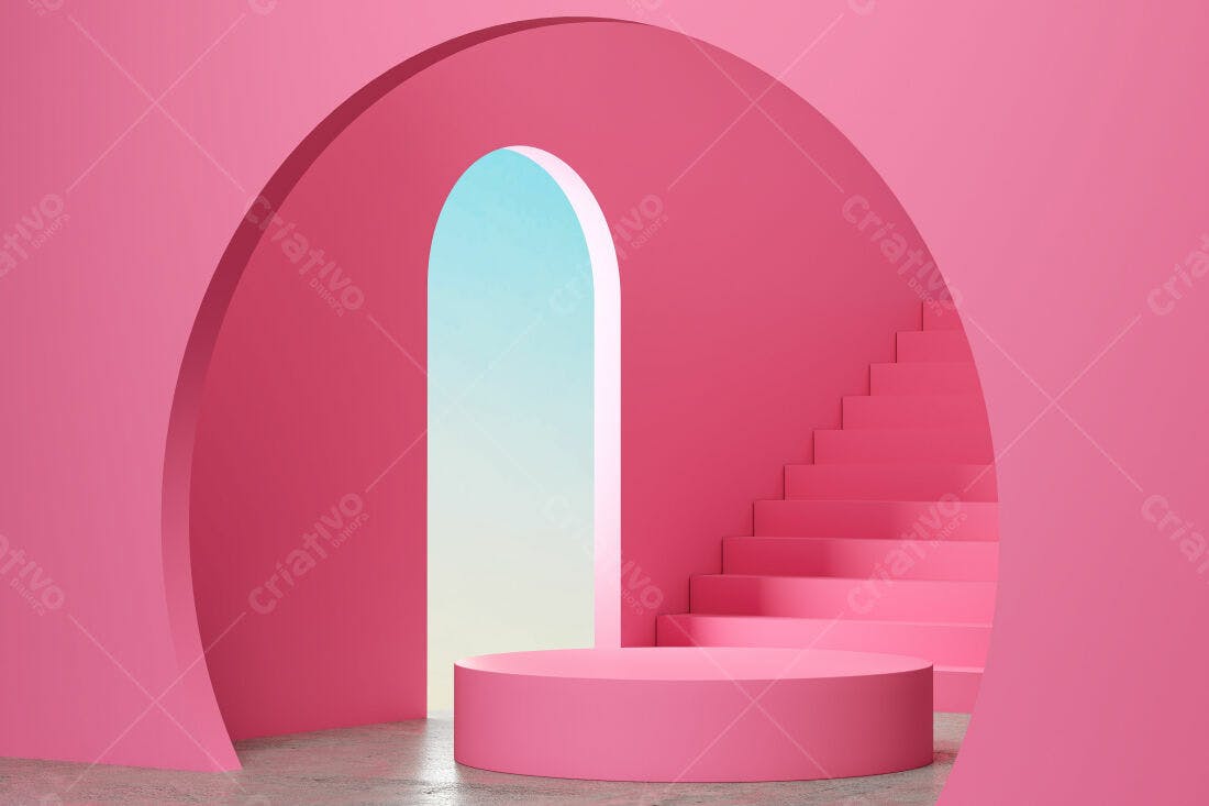 Plataforma Rosa com Arco e Escada