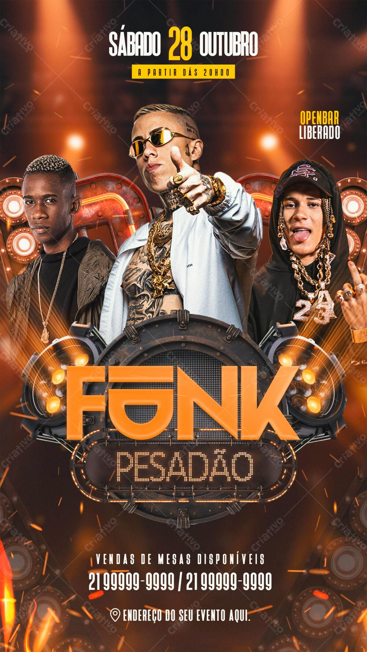 Flyer Festa Funk Pesadão PSD Editável