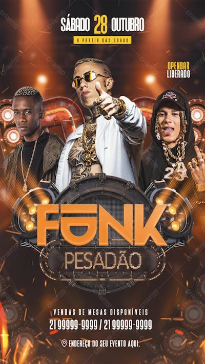 Flyer Evento Funk Pesadao Story