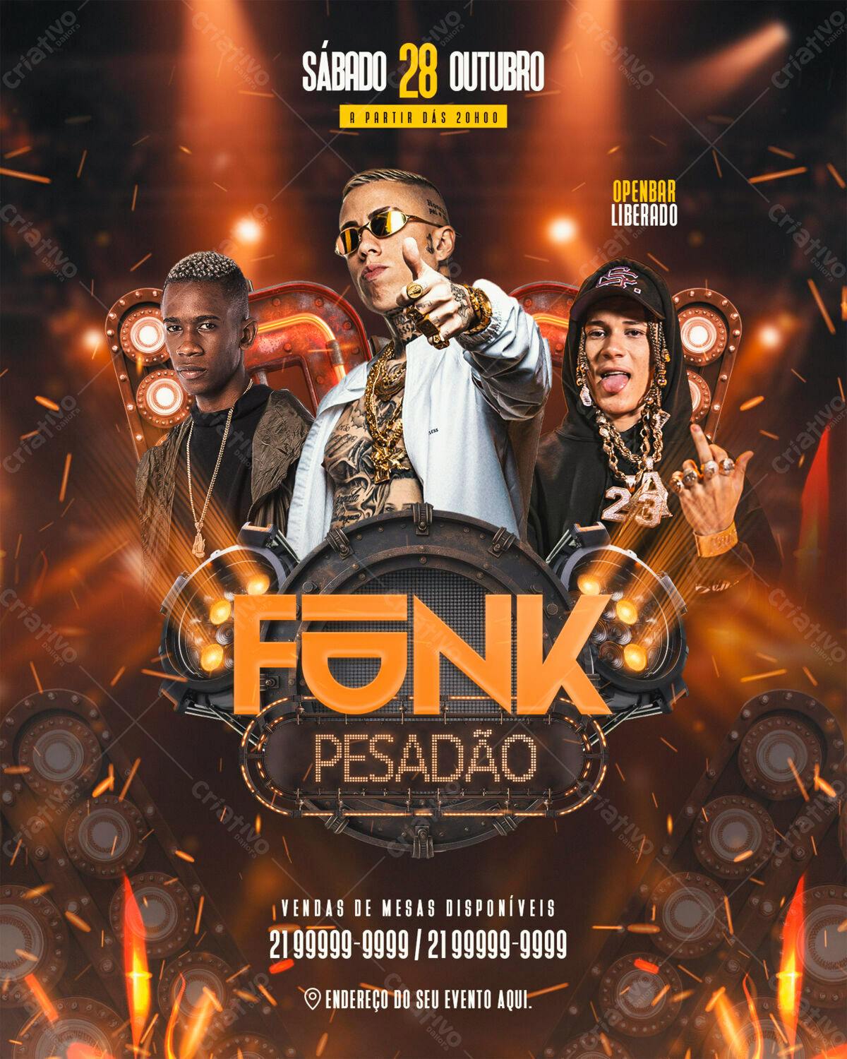 Flyer para Festa Funk Pesadão PSD Editável