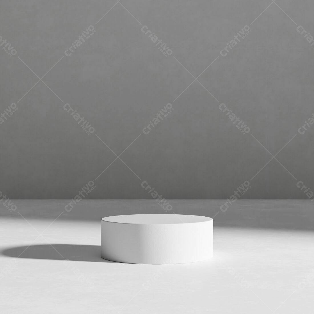 Pódio branco em estúdio minimalista