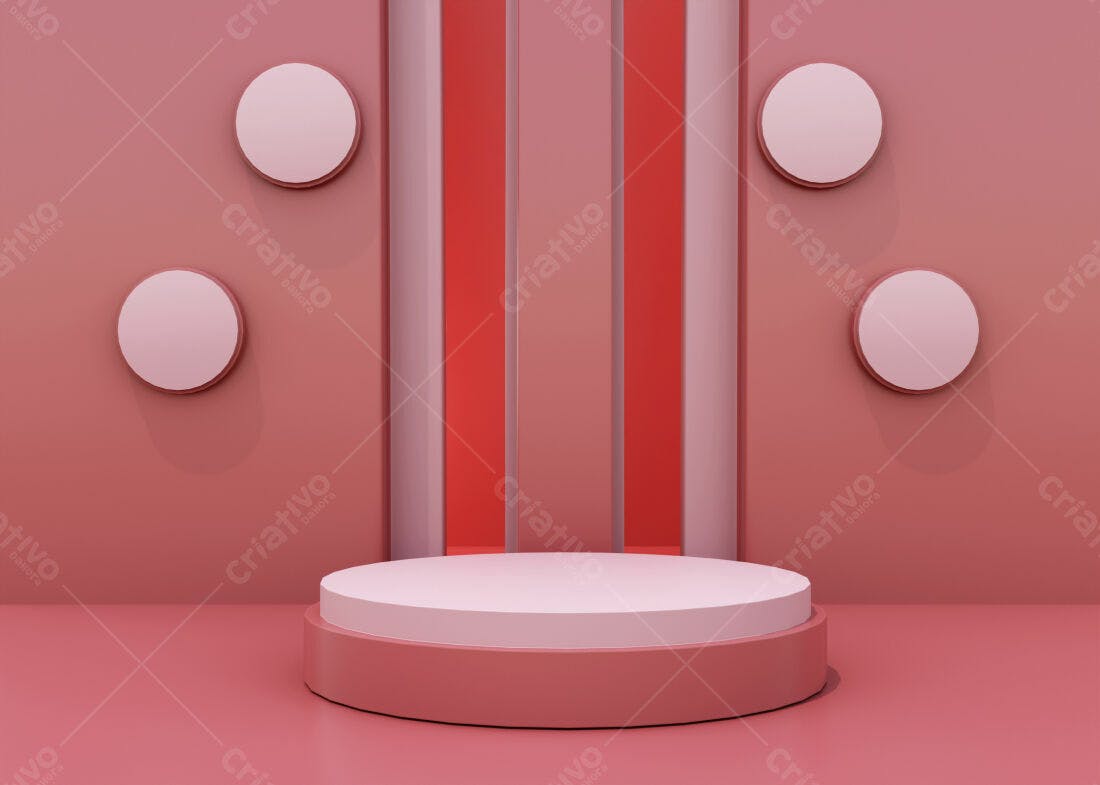 Plataforma circular rosa claro e vermelha