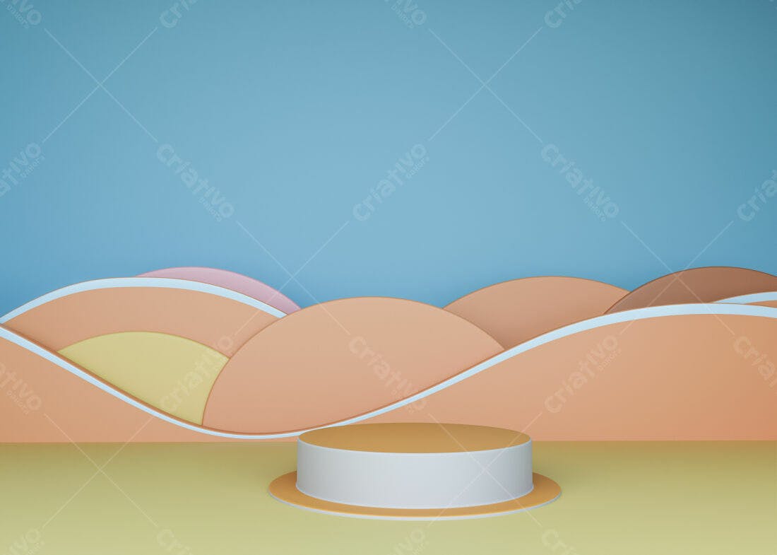 Palco redondo tons pastel fundo abstrato