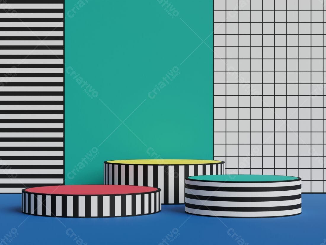 Plataforma geométrica com cores vibrantes